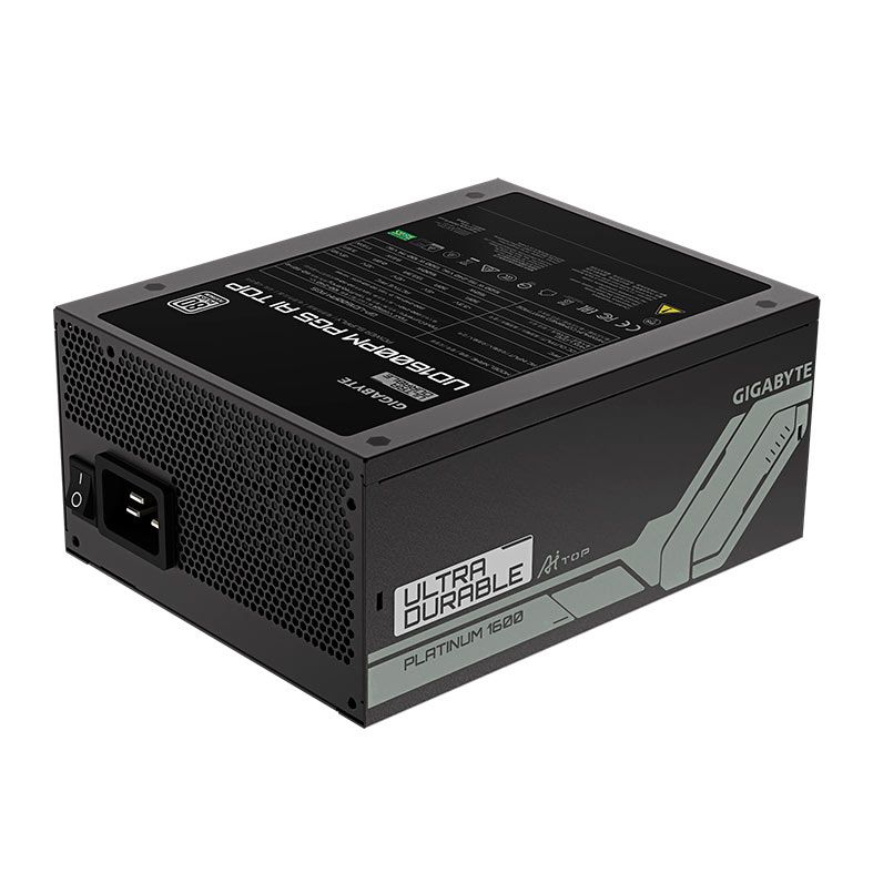 Fonte Gigabyte UD1600PM PG5 AI TOP, 1600W, ATX 3.1, PCIe 5.0, Full-Modular, 80 Plus Platinum, Preto, GP-UD1600PM-PG5