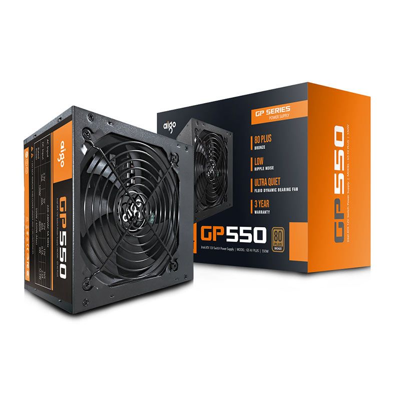 Fonte Aigo DarkFlash GP550, 550W, 80 Plus Bronze, Preto, GP550