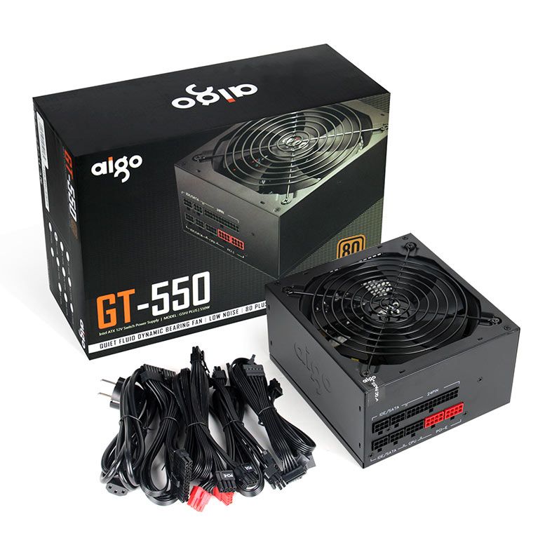 Fonte Aigo GT-550, 550W, Full-Modular, 80 Plus Bronze, Preto, GT-550