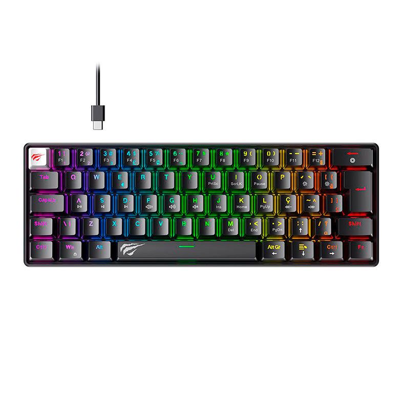 Teclado Mecanico Havit GT-KB11L, RGB, ABNT2, Switch Vermelho, Preto, GT-KB11L-PB