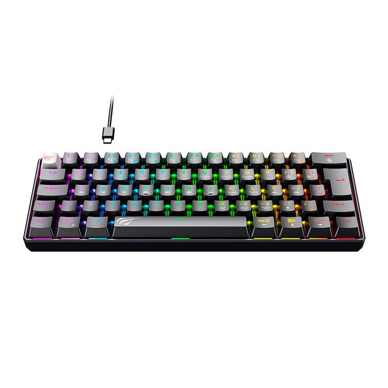 Teclado Mecanico Havit GT-KB11L, RGB, ABNT2, Switch Vermelho, Preto, GT-KB11L-PB