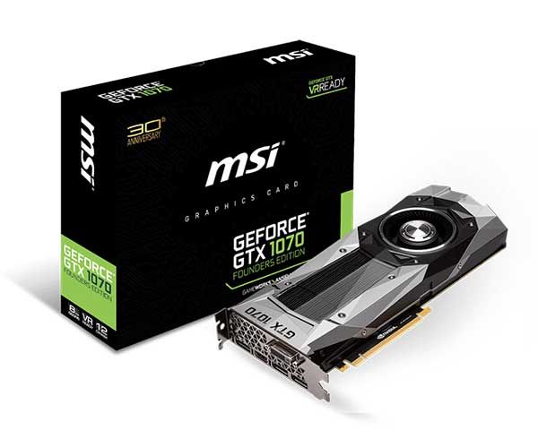 Placa de Vídeo MSI Geforce GTX 1070 8G Founders Edition GDDR5
