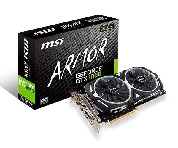 Placa de Vídeo MSI Geforce GTX 1080 ARMOR 8G OC GDDR5X 256Bit