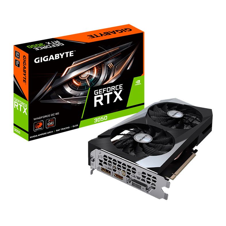 Placa de Video Gigabyte GeForce RTX 3050 Windforce OC, 8GB, GDDR6, 128-bit, GV-N3050WF2OC-8GD