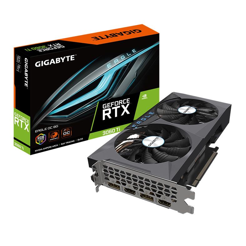 Placa de Video Gigabyte GeForce RTX 3060 Ti Eagle, LHR, 8GB, GDDR6, 256-bit, GV-N306TEAGLE-8GD REV 2.0 NAC