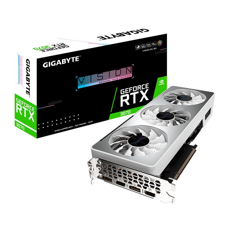 Placa de Video Gigabyte GeForce RTX 3070 Vision OC, LHR, 8GB, GDDR6, 256-bit, GV-N3070VISION OC-8GD REV 2.0