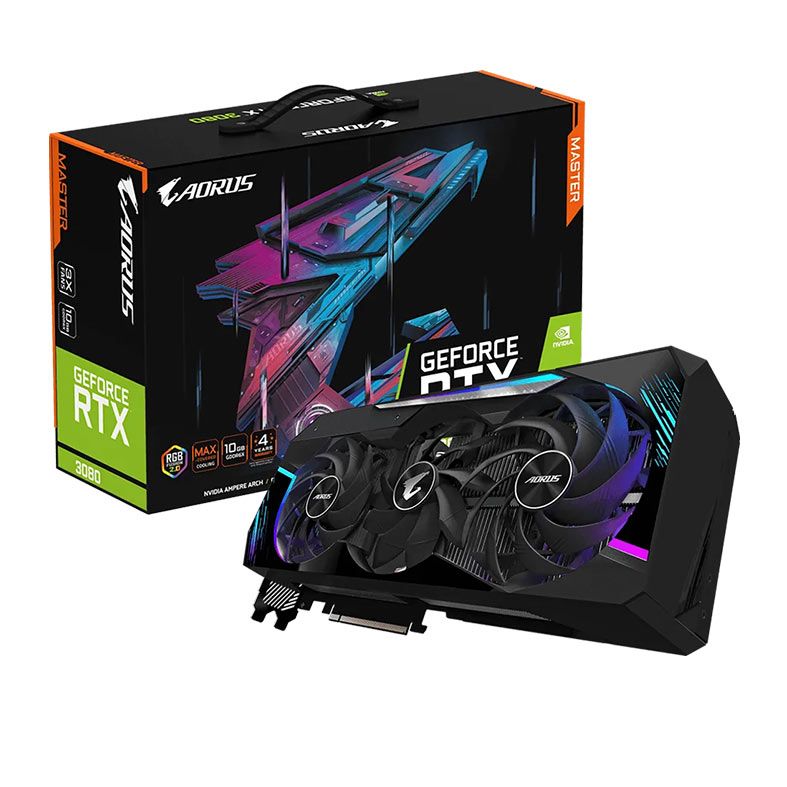 Placa de Video Gigabyte GeForce RTX 3080 Aorus Master, LHR, 10GB, GDDR6X, 320-bit, GV-N3080AORUS M-10GD REV 3.0