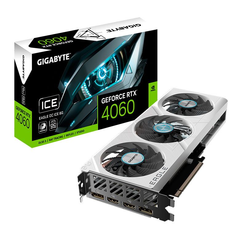 Placa De Video Gigabyte GeForce RTX 4060 Eagle Ice OC, 8GB, GDDR6, 128-bit, GV-N4060EAGLEOC-ICE-8GD