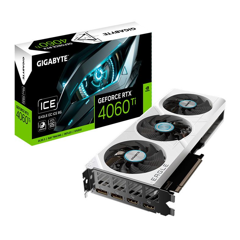 Placa de Video Gigabyte GeForce RTX 4060 Ti Eagle OC ICE , 8GB, GDDR6, 128-bit, GV-N406TEAGLE-OC-ICE-8GD