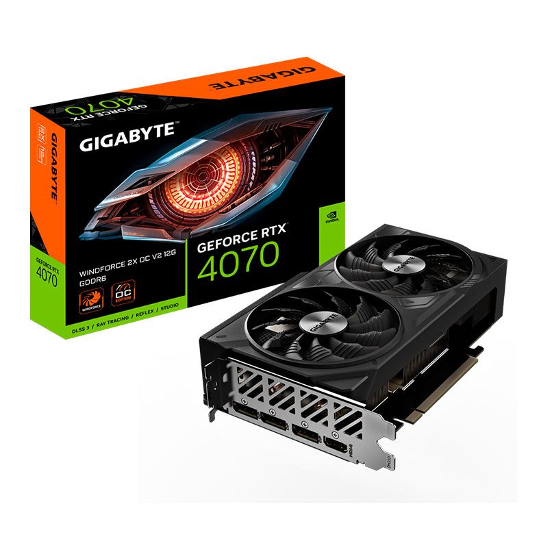 Placa de Video Gigabyte GeForce RTX 4070 Windforce 2X V2 OC, 12GB, GDDR6, 192-bit, GV-N4070WF2OCV2-12GD