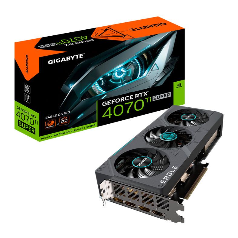 Placa de Video Gigabyte GeForce RTX 4070 Ti Super Eagle OC, 16GB, GDDR6X, 256-bit, GV-N407TSEAGLE-OC-16GD