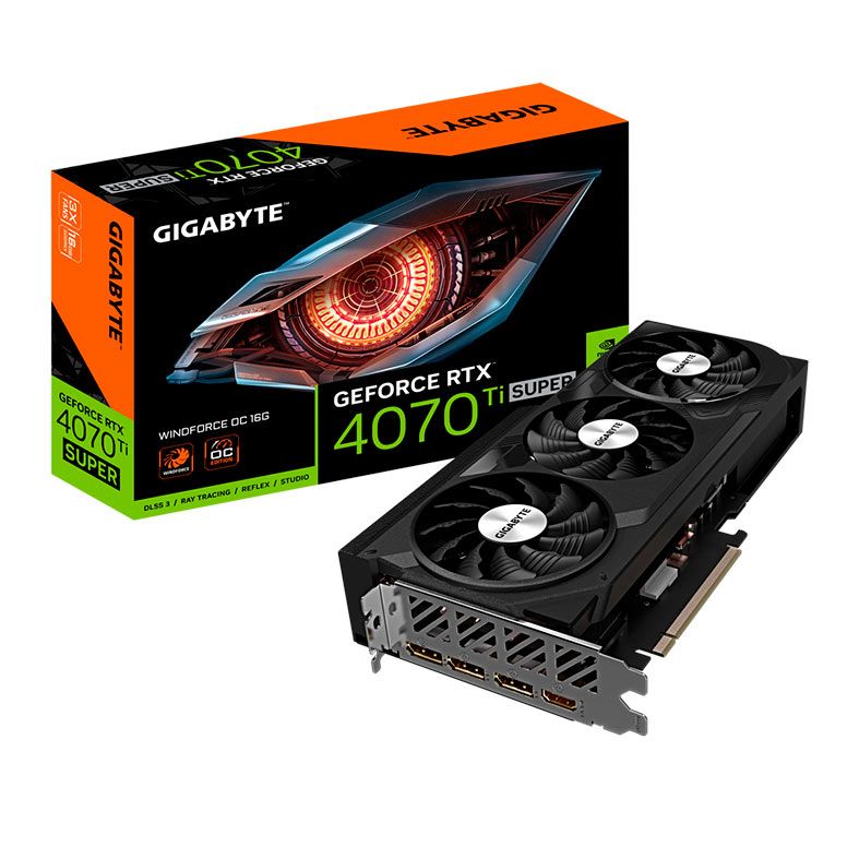 Placa de Video Gigabyte GeForce RTX 4070 TI Super Windforce OC, 16GB, GDDR6X, 256-bits, GV-N407TSWF3OC-16GD