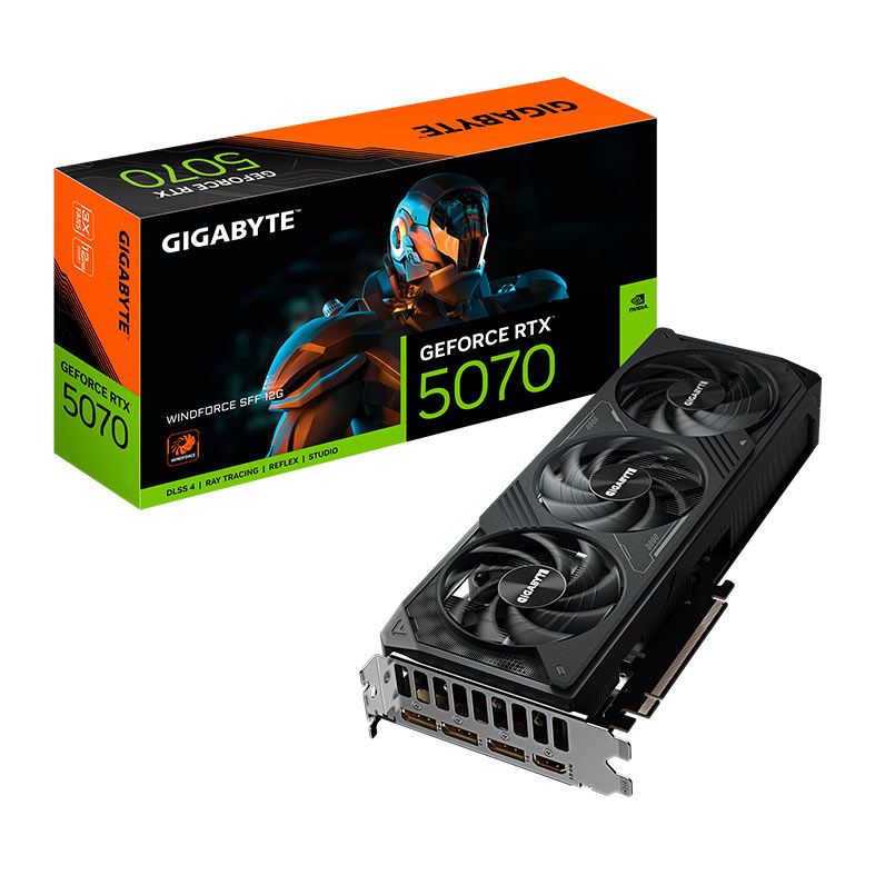 Placa de Video Gigabyte GeForce RTX 5070 Windforce SFF, 12GB, GDDR7, 192-bit, GV-N5070WF3-12GD