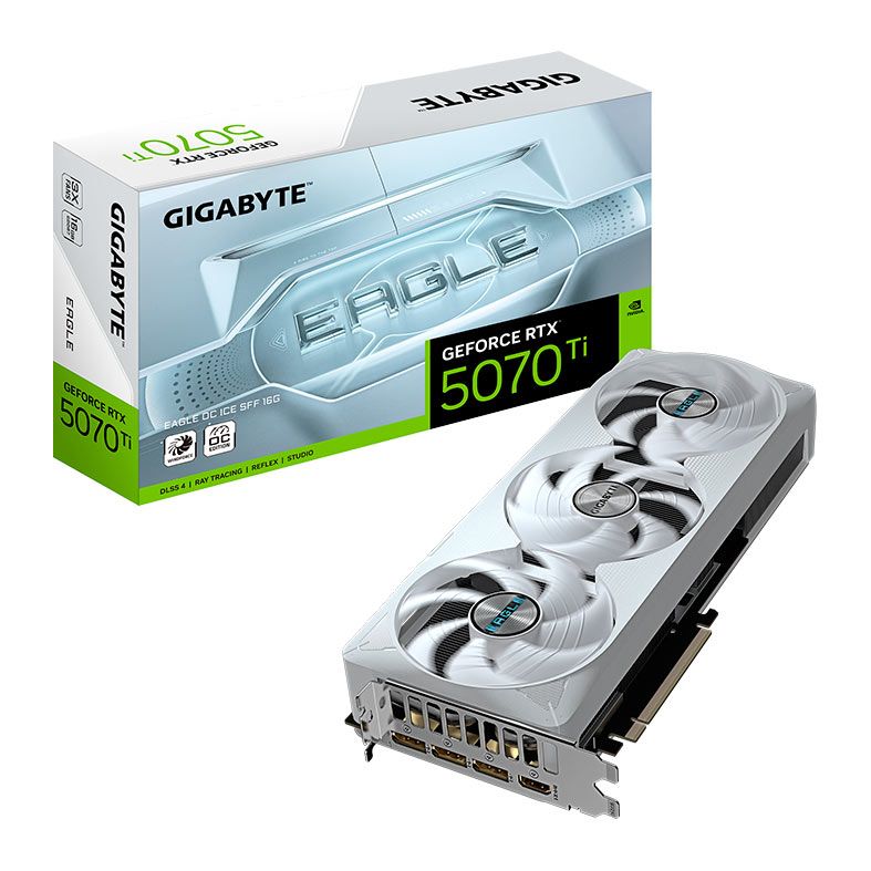 Placa de Video Gigabyte GeForce RTX 5070 Ti Eagle OC Ice SFF, 16GB, GDDR7, 256-bit, GV-N507TEAGLEOC-ICE-16GD
