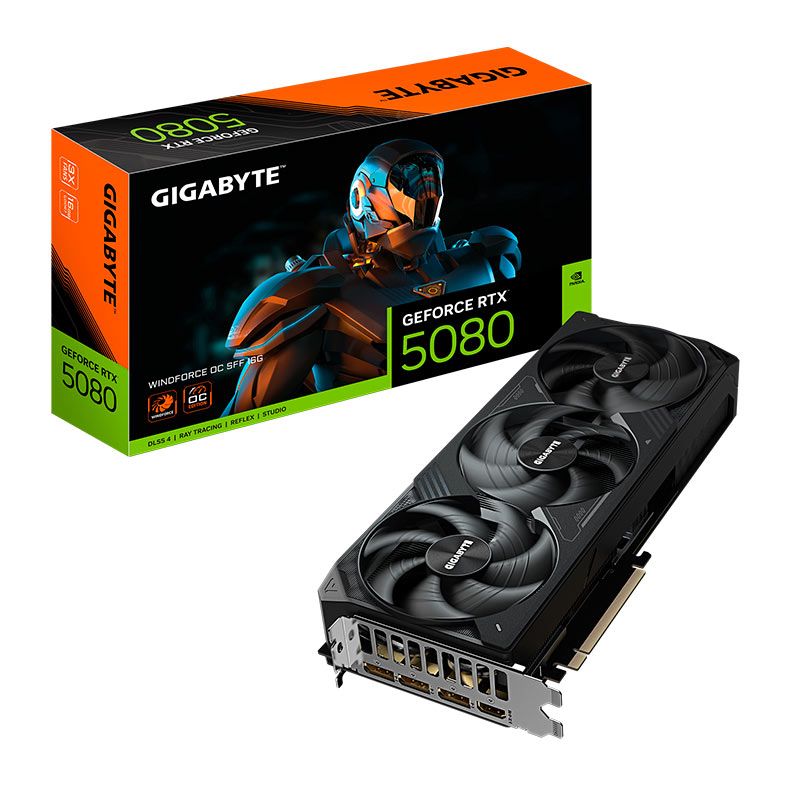 Placa de Video Gigabyte GeForce RTX 5080 Windforce OC SFF, 16GB, GDDR7, 256-bit, GV-N5080WF3OC-16GD