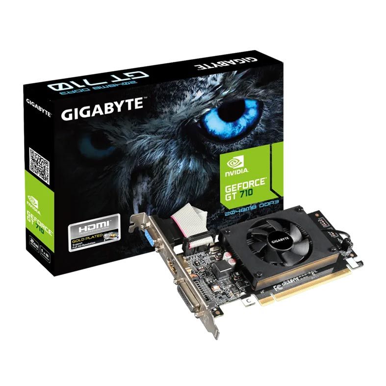 Placa de Video Gigabyte GeForce GT 710 2GB DDR3 Low Profile 64-bit, GV-N710D3-2GL