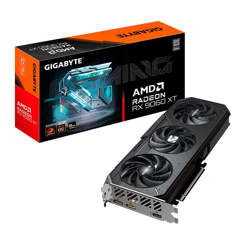 Placa de Video Gigabyte Radeon RX 9060 XT Gaming OC, 8GB, GDDR6, 128-bit, GV-R9060XTGAMING-OC-8GD