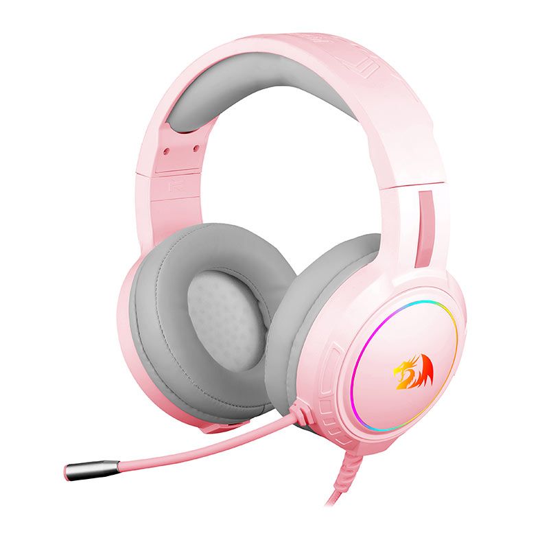 Headset Gamer Redragon Mento, RGB, Drivers 50mm, Rosa, H270-P