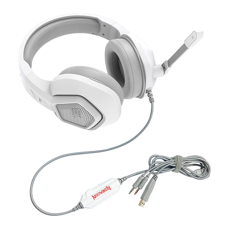 Headset Gamer Redragon Medea, RGB, Drivers 50mm, Branco, H280W-RGB