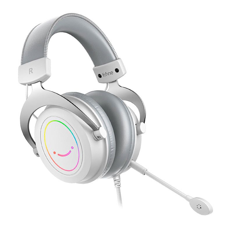 Headset Gamer Fifine Ampligame H3, RGB, Drivers 50mm, USB/3.5mm, Branco, H3-WTH