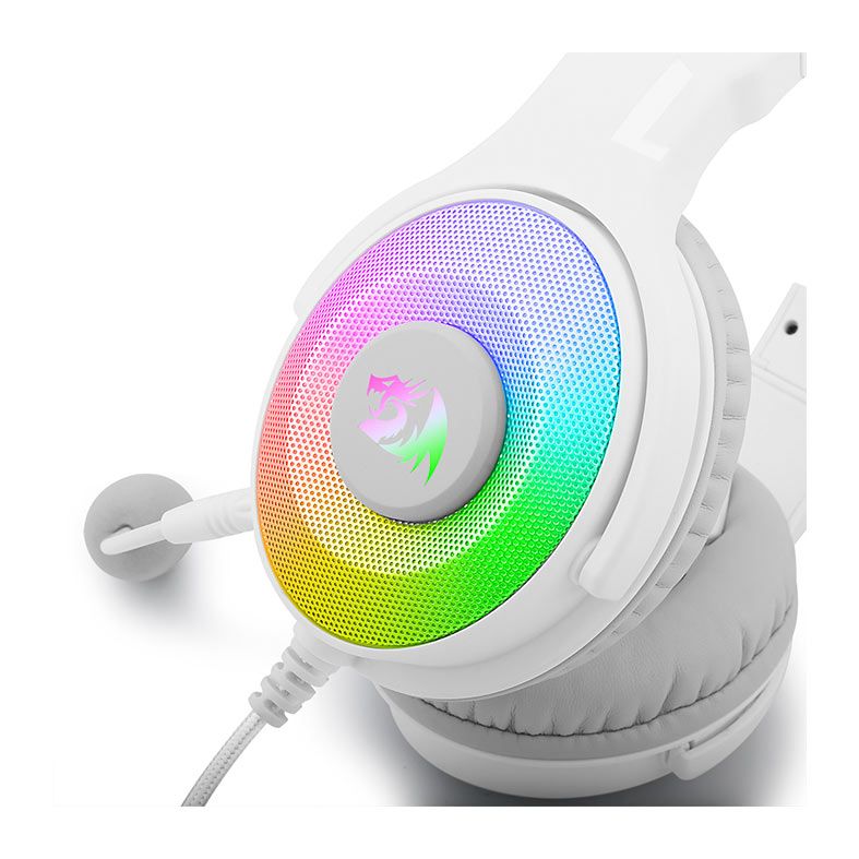 Headset Gamer Redragon Pandora Lunar White, RGB, Drivers 50mm, H350W-RGB