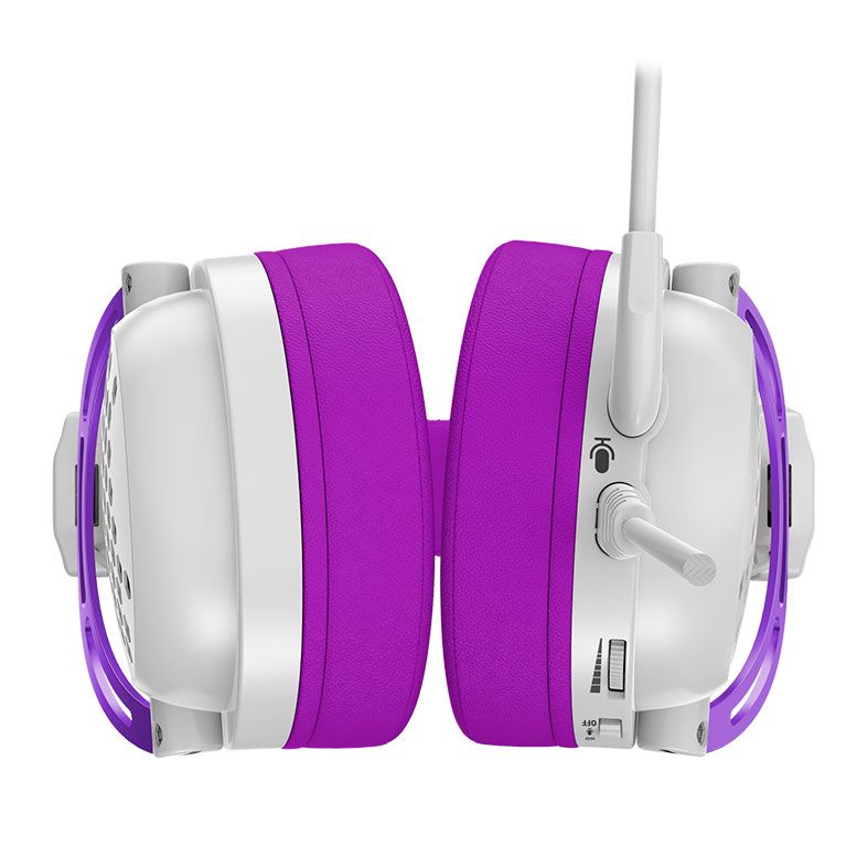 Headset Gamer Redragon Diomedes, Som Surround 7.1, Drivers 53mm, Branco e Roxo, H388-WP