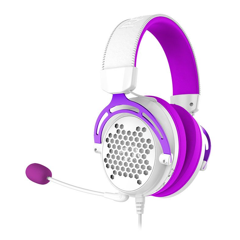 Headset Gamer Redragon Diomedes, Som Surround 7.1, Drivers 53mm, Branco e Roxo, H388-WP