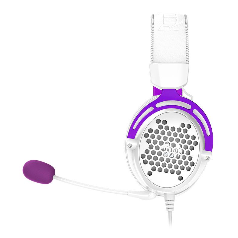 Headset Gamer Redragon Diomedes, Som Surround 7.1, Drivers 53mm, Branco e Roxo, H388-WP