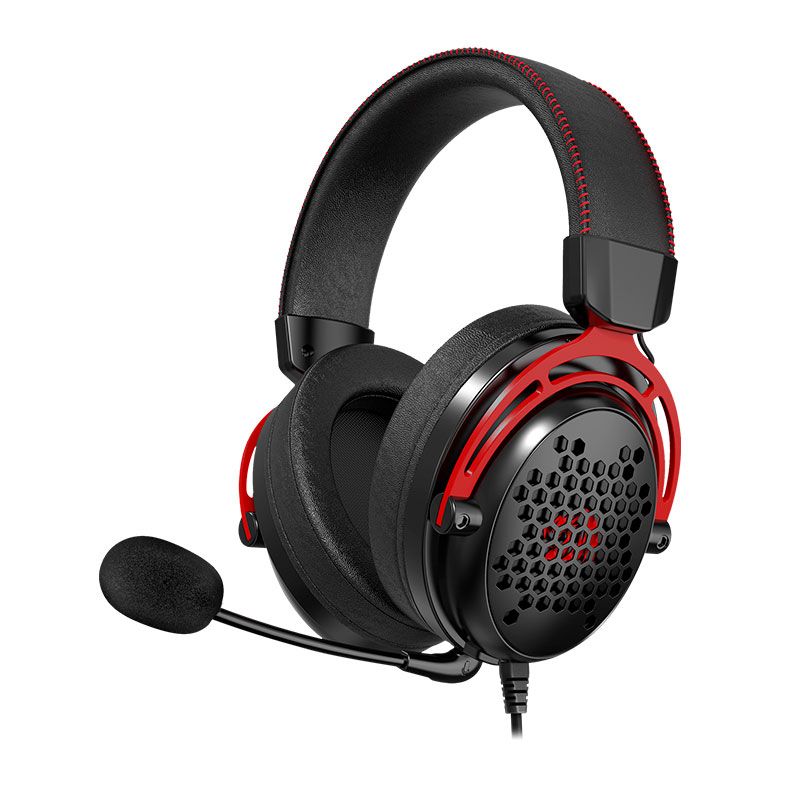 Headset Gamer Redragon Diomedes, Som Surround 7.1, Drivers 53mm, Preto e Vermelho, H388