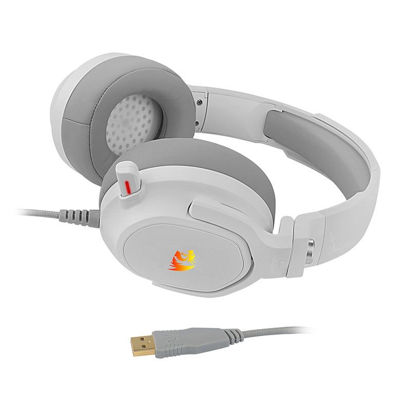 Headset Gamer Redragon Nireus, RGB, Som Surround 7.1, Drivers 50mm, Branco, H399W-RGB