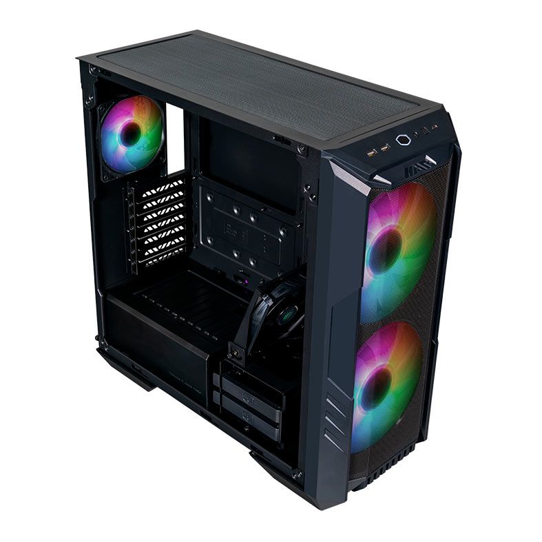 Gabinete Cooler Master HAF 500, ARGB, Mid-Tower, Lateral de Vidro, Com 4 Fans, Preto, H500-KGNN-S00