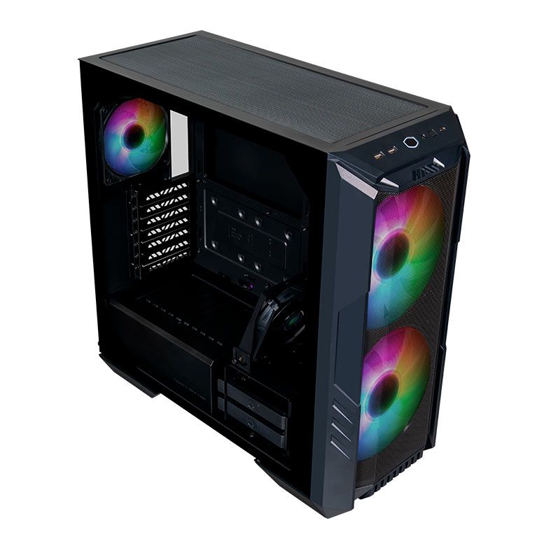 Gabinete Cooler Master HAF 500, ARGB, Mid-Tower, Lateral de Vidro, Com 4 Fans, Preto, H500-KGNN-S00