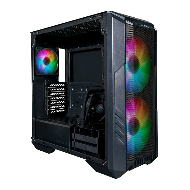 Gabinete Cooler Master HAF 500, ARGB, Mid-Tower, Lateral de Vidro, Com 4 Fans, Preto, H500-KGNN-S00