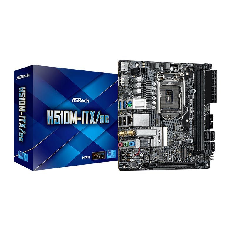 Placa Mae ASRock H510M-ITX/AC, Wifi, DDR4, Socket LGA1200, Mini ITX, Chipset Intel H510, H510M-ITX-AC