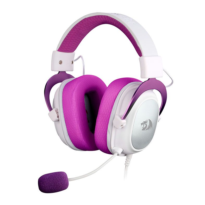 Headset Gamer Redragon Hero, Drivers 53mm, Branco e Roxo, H530-WP