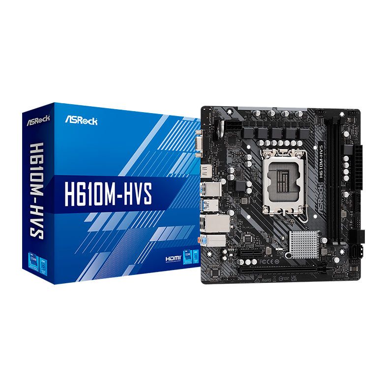 Placa Mae AsRock H610M-HVS, DDR4, LGA 1700, M-ATX, Chipset Intel H610, H610M-HVS