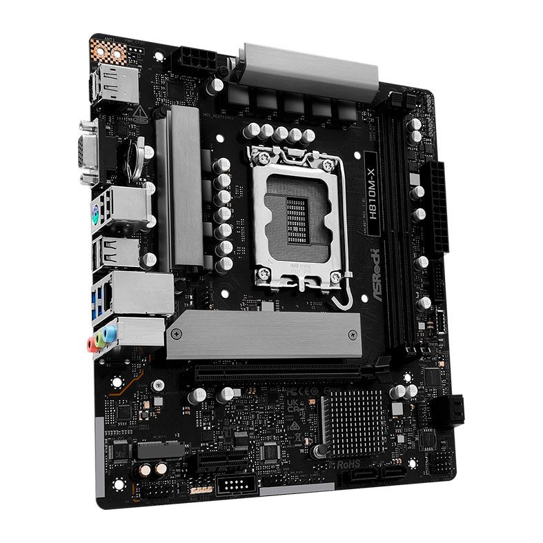 Placa Mae AsRock H810M-X, DDR5, LGA1851, M-ATX, Chipset Intel H810, H810M-X