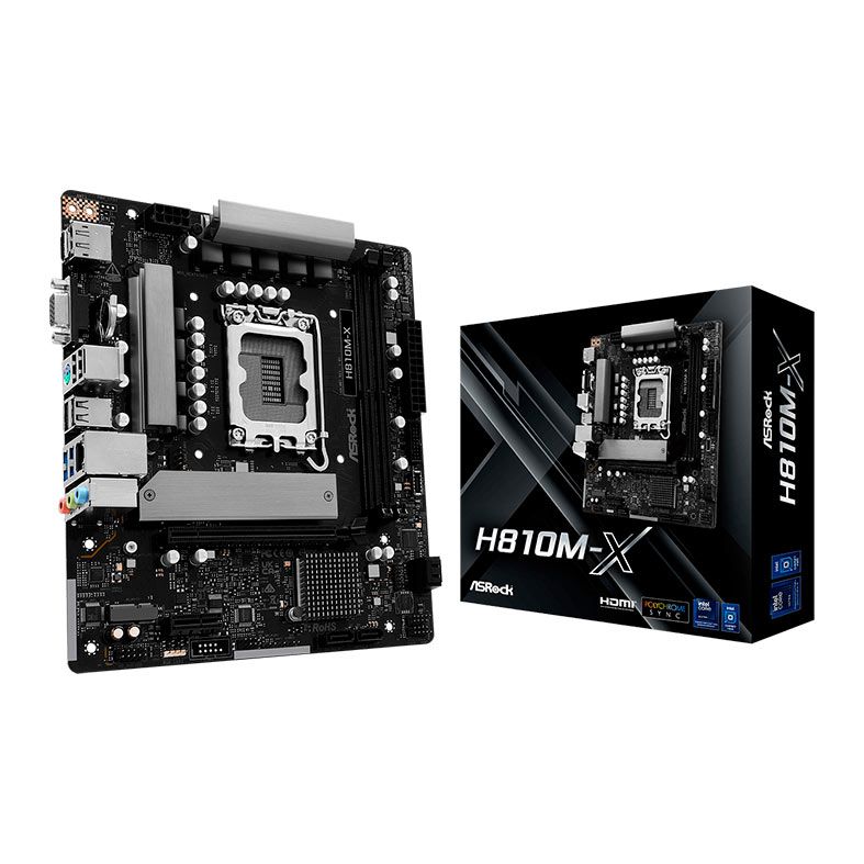 Placa Mae AsRock H810M-X, DDR5, LGA1851, M-ATX, Chipset Intel H810, H810M-X
