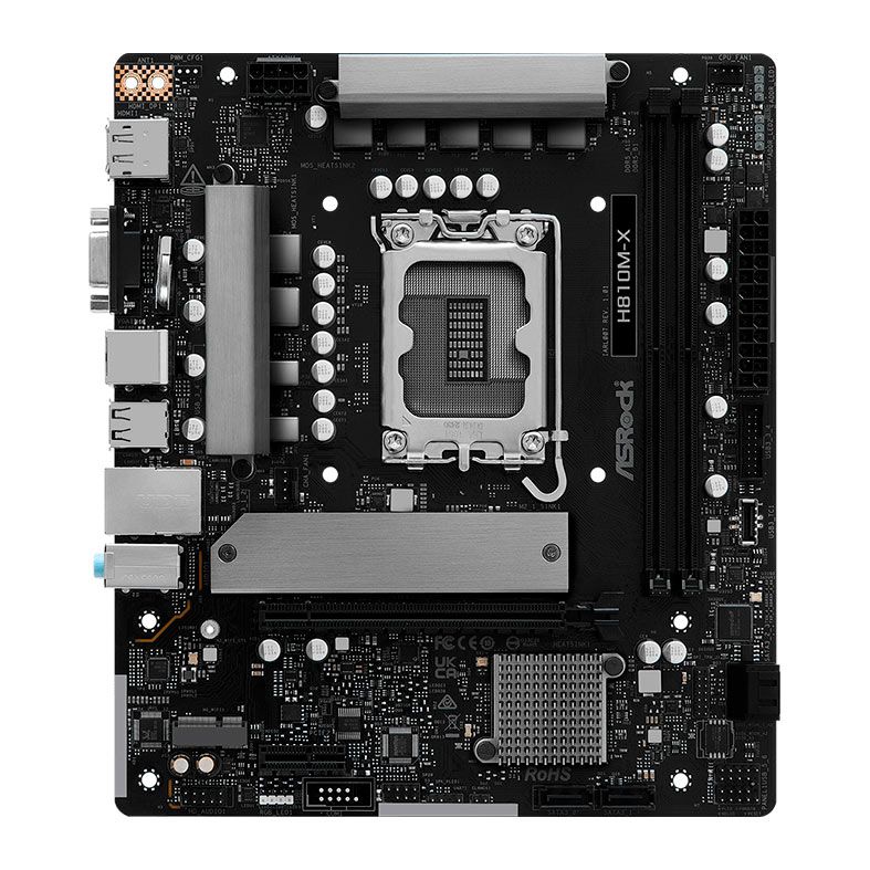 Placa Mae AsRock H810M-X, DDR5, LGA1851, M-ATX, Chipset Intel H810, H810M-X
