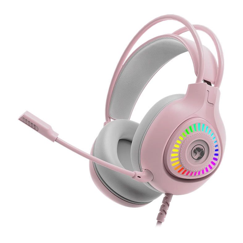 Headset Gamer Marvo Akari 40, RGB, Drivers 50mm, Rosa, H8325-PK