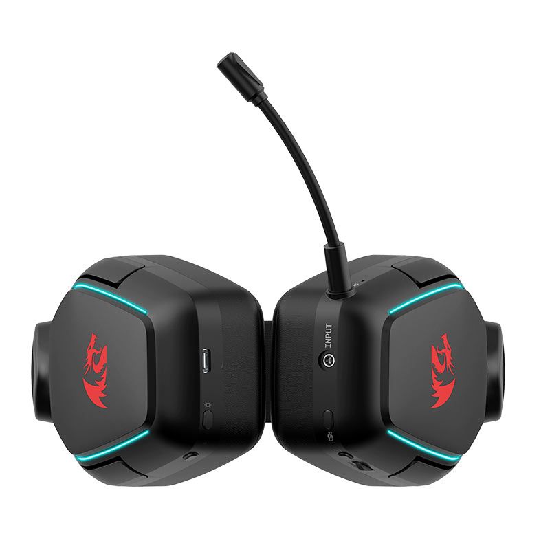 Headset Gamer Redragon Mira, Wireless, RGB, 7.1 Surround, Drivers 40mm, Preto, H868