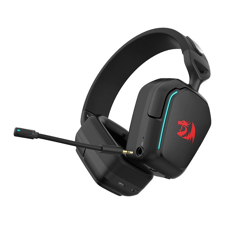 Headset Gamer Redragon Mira, Wireless, RGB, 7.1 Surround, Drivers 40mm, Preto, H868