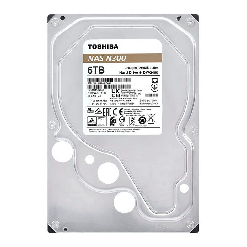 HD Toshiba N300, 6TB, 3.5, 7200RPM, Sata III 6GB/s, Cache 256MB, HDWG460XZSTA