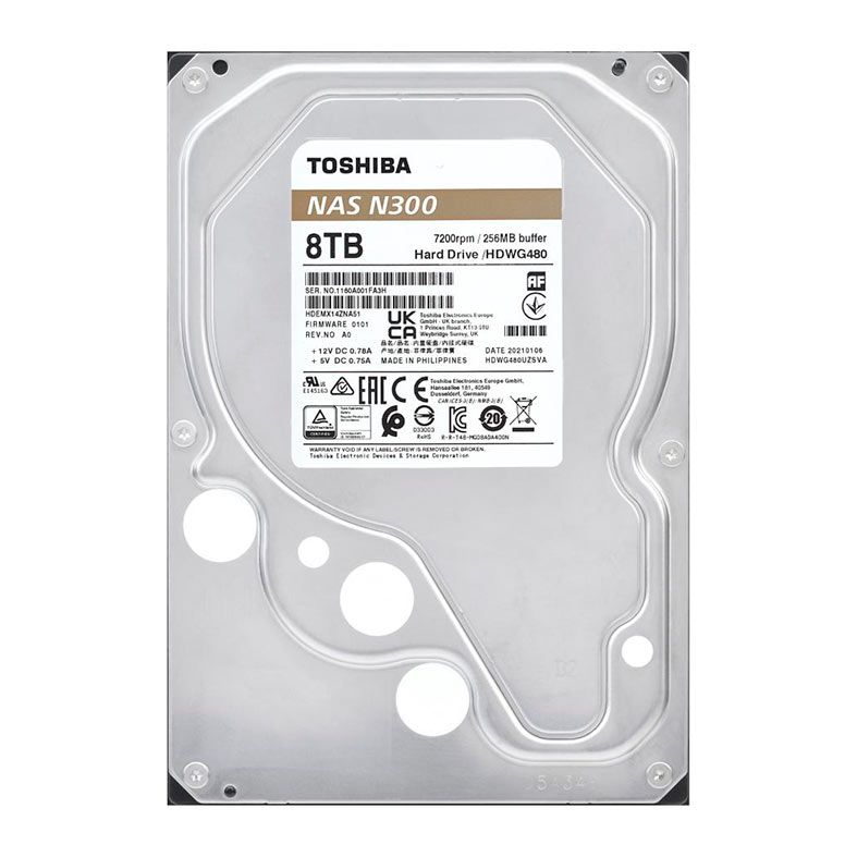 HD Toshiba NAS N300, 8TB, 3.5, 7200RPM, Sata III 6GB/s, Cache 256MB, HDWG480XZSTA