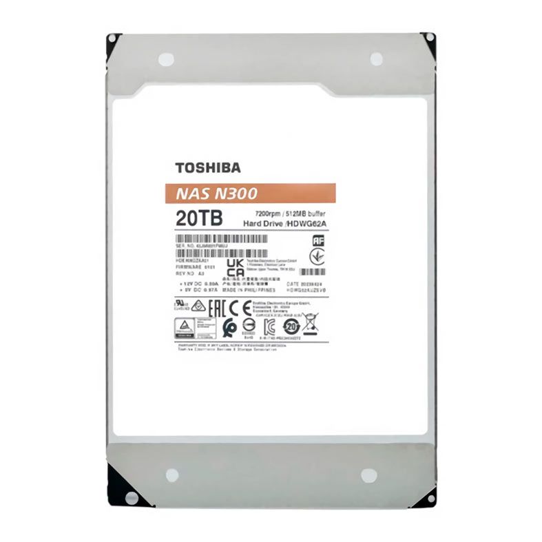 HD Toshiba N300 NAS, 20TB, 3.5, 7200RPM, Sata III 6GB/s, Cache 512MB, HDWG82AXZSTA
