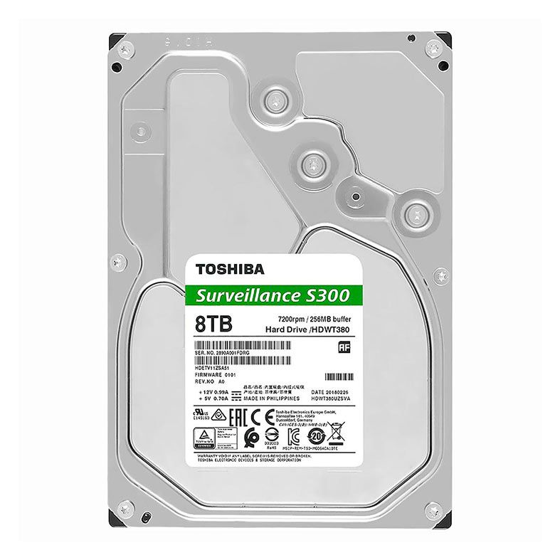 HD Toshiba Surveillance S300, 8TB, 3.5, 7200RPM, Sata III 6GB/s, Cache 256MB, HDWT380UZSVAR
