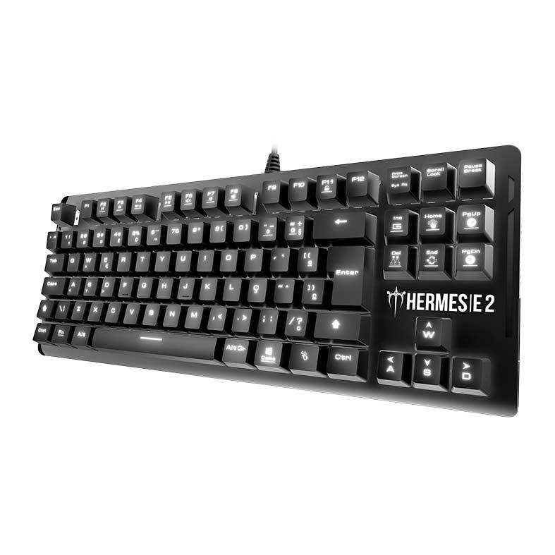 Teclado Mecanico Gamdias Hermes E2 Led Branco Switch Vermelho, HERMES E2 WHITE BR/RED