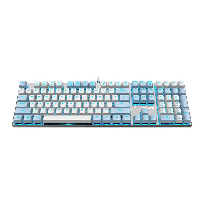 Teclado Mecanico Gamdias Hermes M5 Branco/Azul Led Azul Switch Azul , HERMES M5 RGB WB