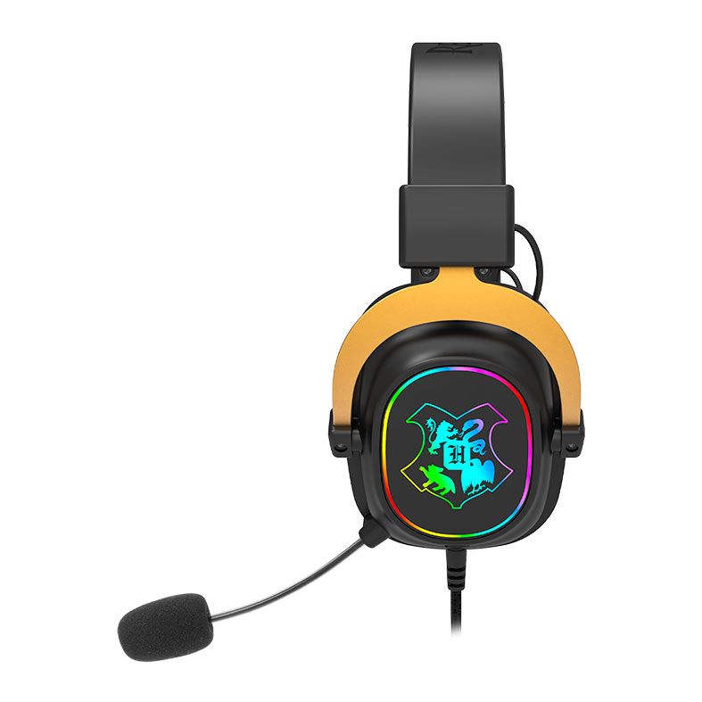 Headset Gamer Redragon Zeus Hogwarts, RGB, Drivers 53mm, Preto e Dourado, HP-510-RGB