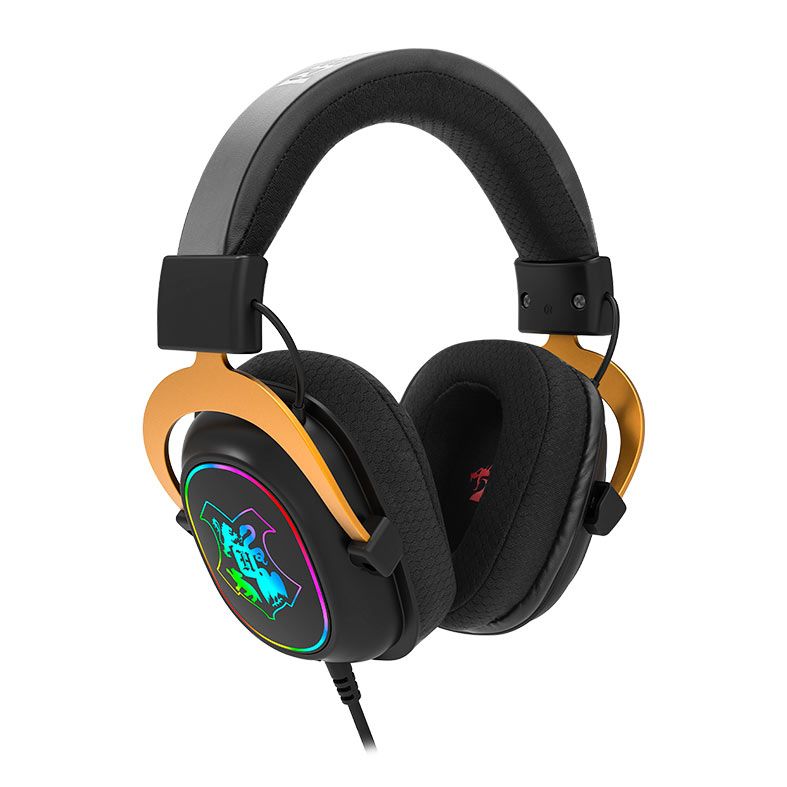 Headset Gamer Redragon Zeus Hogwarts, RGB, Drivers 53mm, Preto e Dourado, HP-510-RGB